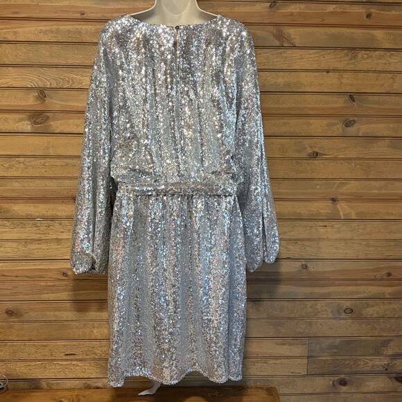 Anthropologie Lisabette Sequined Mini Dress Size 2X Wrap Silhouette - Picture 8 of 15